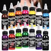 GTARTISTOO Professional Tattoo Ink Set 14 Colors 1OZ (30ml) Each | Vegan-Friendly Pigment, Rich Pigment Shades, Long-lasting, Smooth Application, for Lining Shading &amp; Color Work