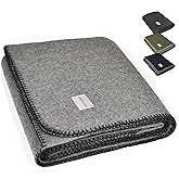 Military Style Wool Blanket – Cushioned, Breathable, Durable, Warm & Washable – Double-Stitched Border – Great for Camping, Outdoor, First Aid, Travel, Car – Fire-Resistant – 64"x90" 4.7lb (Gray)