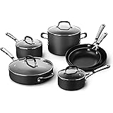 Calphalon 10-Piece Pots and Pans Set, Nonstick Kitchen Cookware with Stay-Cool Stainless Steel Handles, Black