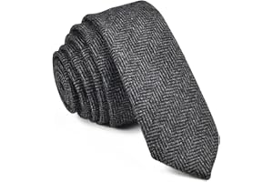 VOBOOM Mens Necktie Skinny Tweed Pattern Woolen Neck Tie