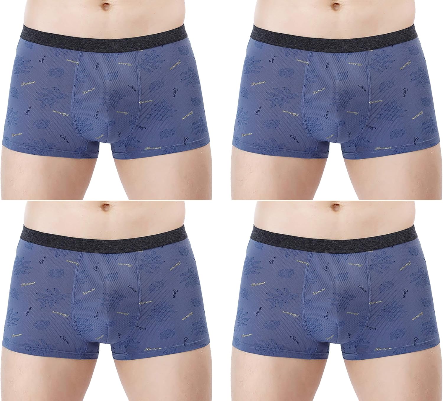 Men's Flexible Underwear Ice Cool Boxer Briefs 4Packs Stretch Sexy