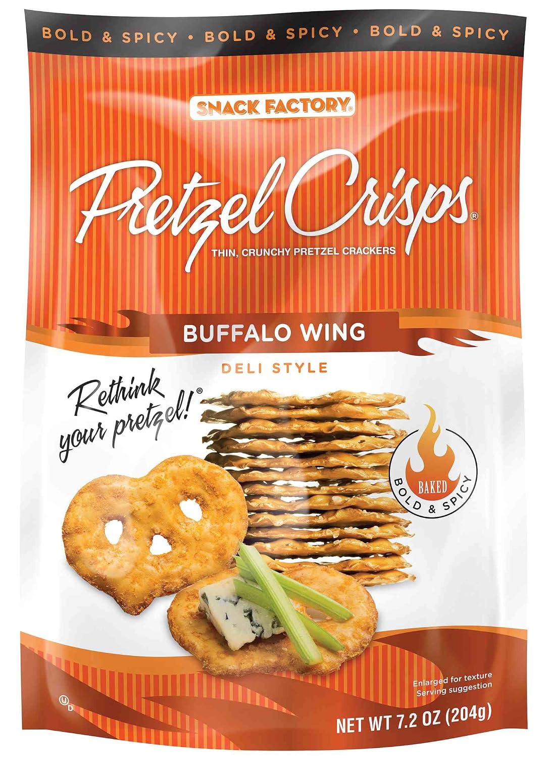 Snack factory deli style pretzel crisps buffalo wing flavor (049508006121)