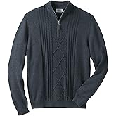 Liberty Blues by Kingsize Men's Big & Tall Shoreman’S Quarter Zip Cable Knit Sweater