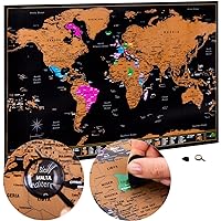 Scratch Off World Map with all U.S States | Large 28 x 17 inch Where I’ve Been Map - Map of the World Poster + BONUS Accessor