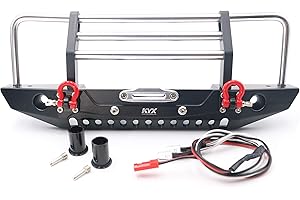 KYX Racing Alloy Front Bumper with LED Lights Upgrades Parts Accessories for RC Crawler Car Axial SCX10 II 90046 Traxxas TRX4 TRX-4 Redcat Gen8 Scout II