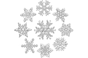 CEALXHENY 9PCS Christmas Snowflake Brooches Winter Holiday Rhinestone Snowflake Brooch Pins Set for Women Men Family Christmas New Year Gifts