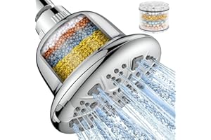 Filtered Shower Head - High Pressure Shower Head with Filter for Hard Water Softener - 7 Settings Bathroom Rain Showerhead to