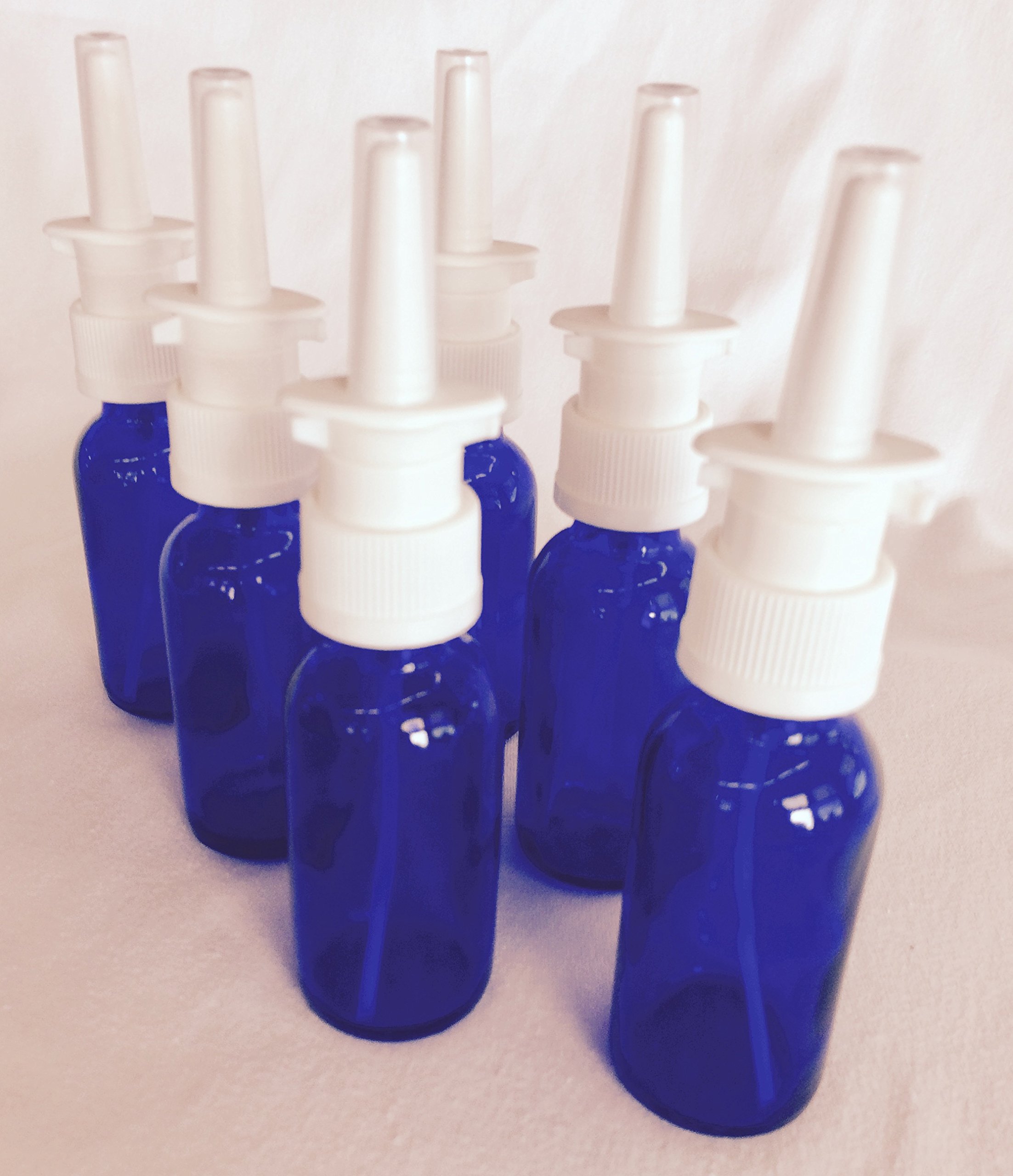 6Pack 1 oz Nasal Spray Bottle Mist Sprayer Empty Refillable Blue