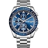 SOLLEN Mens Chronograph Watches, Analog Quartz Watch for Men, Big Face Stainless Steel Watch with Calendar, 30M Waterproof Business Work Casual Dress Designer Mens Wrist Watches, Elegant Gifts for Men