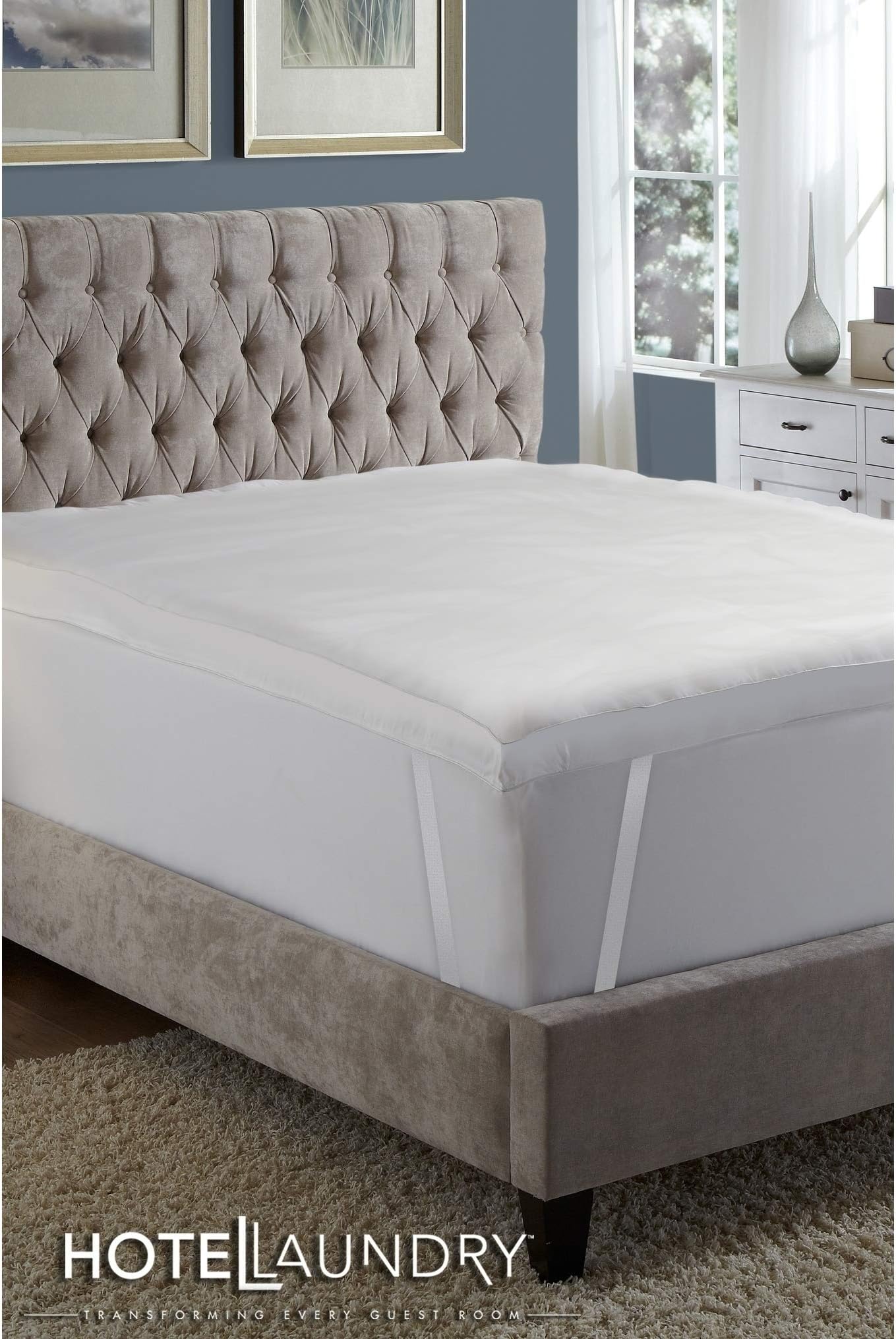 MGM GRAND Hotel 4 inch Platinum Collection Hotel Pillow top Down & Feather Bed/Mattress Topper Filled Goose Down Alternative Fiber-100% Cotton Feather Proof, Baffle Box, Queen
