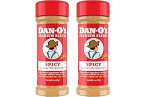 Dan-O's Spicy Seasoning, 2.5 oz Bottle, 2 Pack, Hot Seasoning for Chicken, Wings, Burger Patties, Veggies and More, Sugar Free, Zero Calorie, Use this Spicy Blend to Craft a Marinade, Dry Rub or Sauce