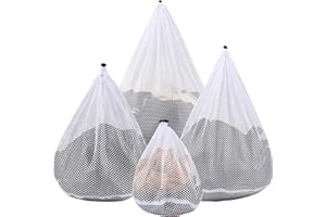 4Pcs Mesh Laundry Bags Washing Machine Mesh Wash Bags for Clothes,Underwear,Lingerie, Bed Linen with Drawstring Closure Sturd