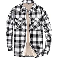 Womens Sherpa Fleece Lined Flannel Shirt Jacket Warm Button Up Plaid Shirt Jac (Sherpa Fleece Throughout)