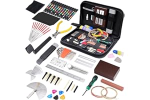 OFNMY Guitar Tool Kit, 132 Pcs Professional Guitar Repair Kit, Guitar Maintenance Kit with Guitar Tools Accessories and Carry Bag, Guitar Setup Kit for Electric Guitar Acoustic Guitar Ukulele Banjo Bass