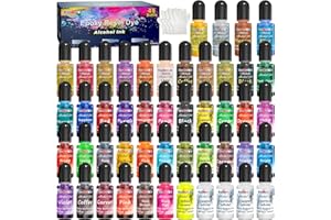 FansArriche Alcohol Ink Set - 48 Vivid Colors, Concentrated Alcohol-Based Ink, Epoxy Resin Paint with Metallic Color Dye for 