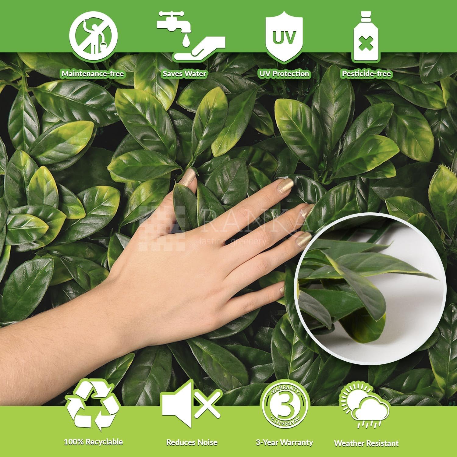 Ranka Artificial European Laurel Greenery Panels 40 X 40 Inches