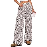 ANRABESS Womens Striped Gingham Pants 2026 Pajama Lounge Boxer Pants Cute Comfy PJ Bottoms with Pockets Y2K Plaid Outfits