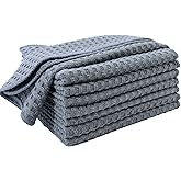 POLYTE Ultra Premium Microfiber Kitchen Dish Cloth Waffle Weave, 8 Pack (12x12 in, Gray)