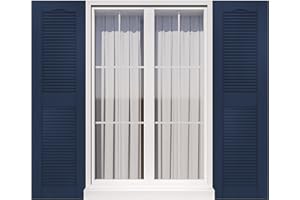 Ortus Collective Exterior Window Shutters - Weather-Resistant Polypropylene, Easy DIY Install - Louver Shutters for Windows Outside, Vinyl, Brick, 14.5"W*39" H, Blue