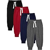 HXP 4 Pack Toddler Boys Sweatpants Pure Cotton Toddler Sweatpants Boys Kids Joggers Pants with Pocket Drawstring