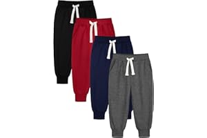 HXP 4 Pack Toddler Boys Sweatpants Pure Cotton Toddler Sweatpants Boys Kids Joggers Pants with Pocket Drawstring