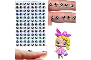 OJITOS ADHESIVOS 3D MS9-7: 3D Resin Googly & Wiggle Eyes (104 Pcs/52 Pairs) 7mm – Blue, Brown, Green, Pink – Self-Adhesive for DIY Crafts, Clay, Felt, Cold Porcelain, Polymer Clay, Amigurumi, Scrapbooking & DIY Projects