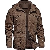 Dr.Cyril Mens Jacket Winter Casual Fleece Lined Cotton Thick Military Tactical Hooded Work Coats with Cargo Pockets