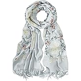 Urban CoCo Women's Embroidered Tassel Long Shawl Oversize Scarf Wraps for Women