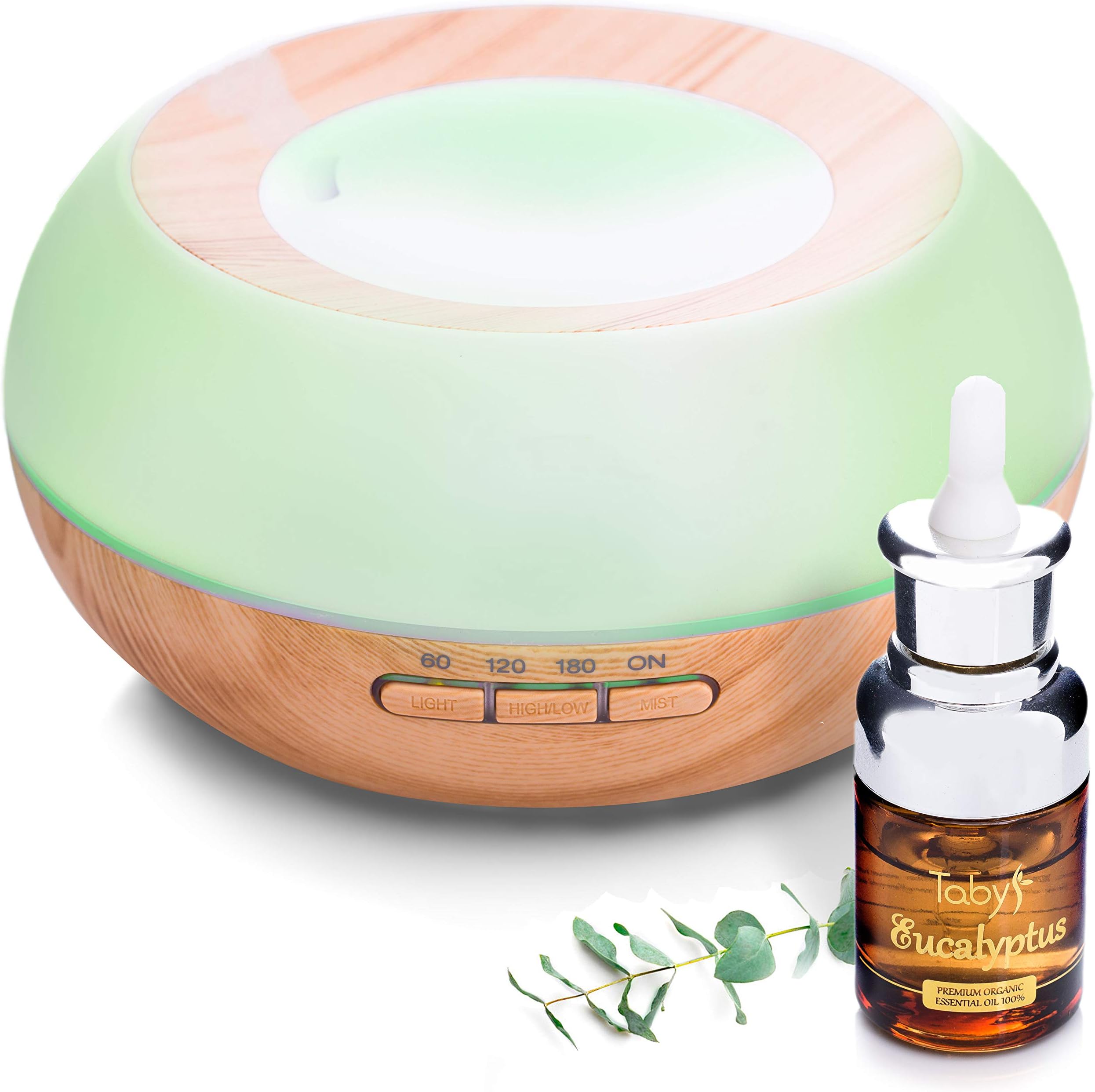 Diffusers for Essential Oils Air Essential Oil Diffuser and Cool Mist Humidifier for Large Rooms Oil Diffuser Essential Oils Included Eucalyptus 30mm Wood Grain Aromatherapy Diffuser