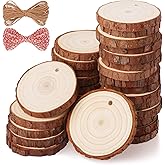 5ARTH Natural Wood Slices, 30 Pcs 2.7-3.1 Inches Craft Unfinished Wood Kit Predrilled With Hole Home Decoration Diy Crafts