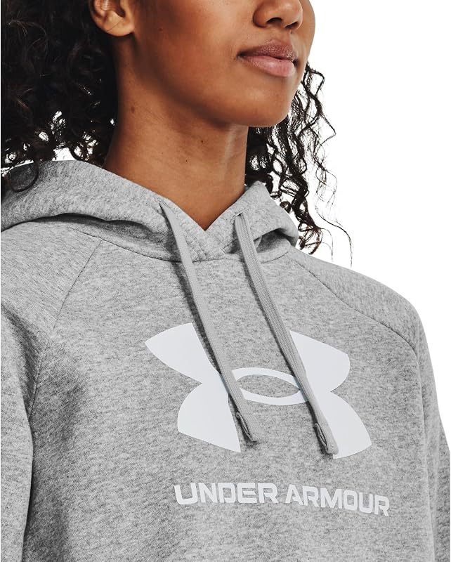 Damen UA Rival Fleece Big Logo Hoodie, weicher und warmer Kapuzenpullover, leichter Damen Hoodie mit Kängurutasche vorne