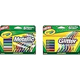 Crayola Metallic Markers 8 Count, Glitter Markers 6 Count, Combo Pack Bundle