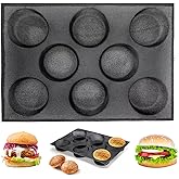 Hamburger Bun Pan for Baking, Silicone Hamburger Bun Mold, 8 Cavity Silicone Hamburger Bread Mold for Gluten-Free Hamburger B