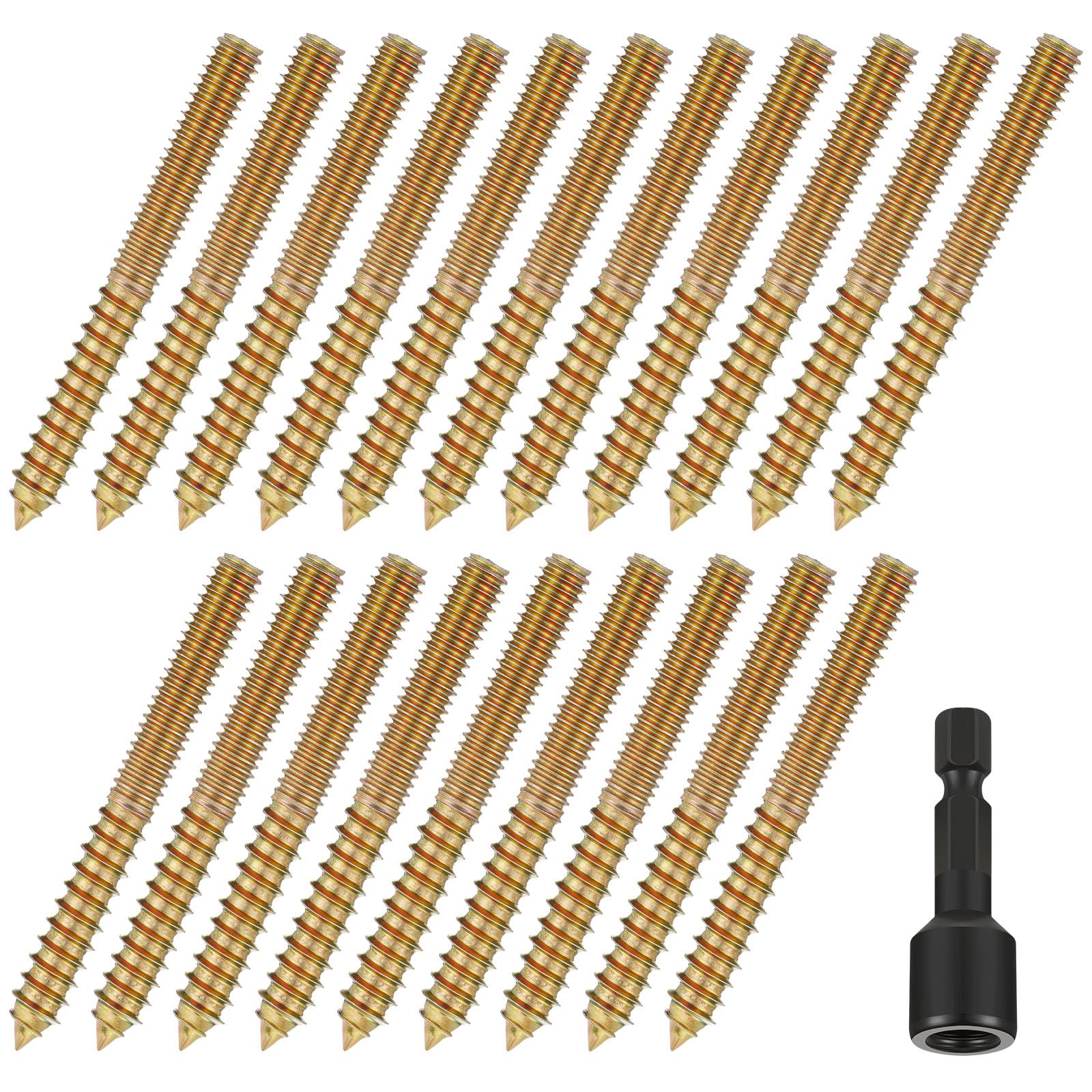 Photo 1 of Hicarer 20 Pack 5/16-18 x 3 Inch Hanger Bolts Double Headed Bolts with Driver Self Tapping Screw Threaded Rod Screws for Furniture Double Headed for Wood Furniture Joint