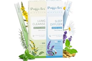 PUFFIAIR Herbal Diffuser Duo with Mullein, Melatonin & More 丨 Night & Day Relax Duo for Fresh Breath & Calm Sleep Support - 600 Uses Per Stick