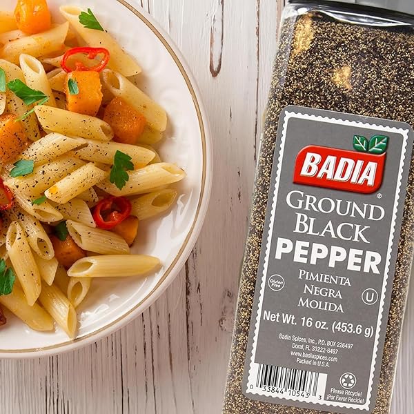 BADIA GROUND BLACK PEPPER, 16 OZ – PURE, BOLD & AROMATIC SPICE FOR COOKING, GRILLING & SEASONING
