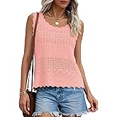 PRETTYGARDEN Womens Crochet Tank Tops 2026 Summer Spring Boho Sleeveless Cute Knit Sweater Vest Trendy Beach Vacation Clothes