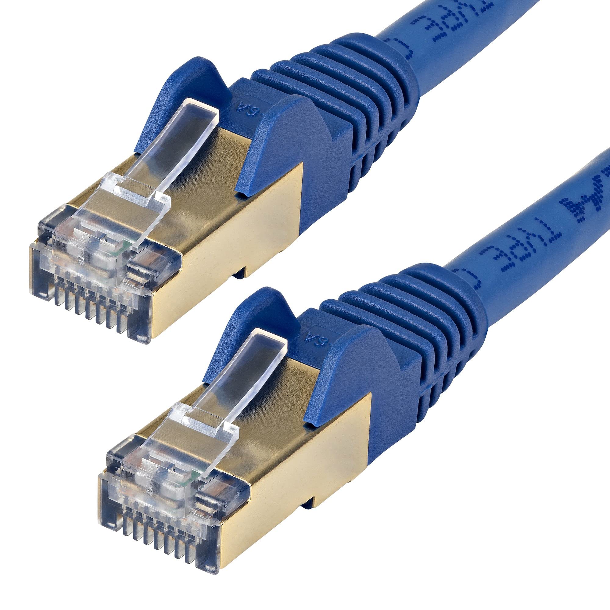 StarTech 5m CAT6a Ethernet Cable - 10 Gigabit Shielded Snagless RJ45 100W PoE Patch Cord - 10GbE STP Network Cable with Strain Relief - Blue - UL, TIA (6ASPAT5MBL)