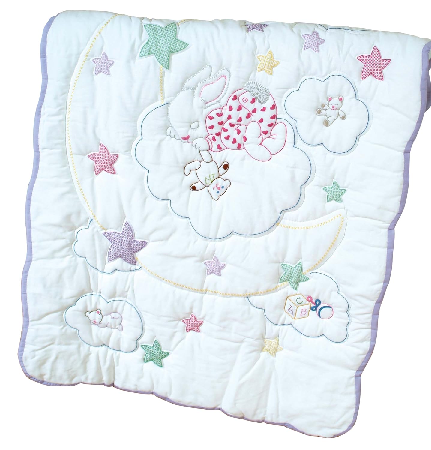 Jack Dempsey Stamped White Quilt Crib Top, 40 inches x 60 inches