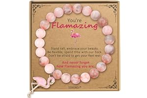 Sereney Christmas Gifts for Girls as Soccer Softball Volleyball Bracelet, Adjustable Pink Beaded Bracelet as Owl Horse Flamingo Gifts for Women Daughter Niece Sister