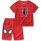 Marvel Spider-Man Miles Morales Avengers Boys 2 Piece T-Shirt and Active Mesh Shorts Set for Toddler and Big Kids
