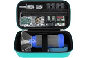 Elonbo Carrying Case ​for Asthma Inhaler, Inhaler Spacer for Kids and Adults, Masks, Inhaler Holder Asthma Travel Organize Bag, Pocket Fits Allergy Meds, Ventolin Inhaler, Green (Case Only)