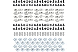 NVAXQF 200Pcs T Slot Nut Kits for 2020 Series Aluminum Extrusion Profile Frame,6mm Slot Screw Nut Kit,40Pcs M5*10、40Pcs M5*8 Hexagon Socket Screws,40Pcs M5 T Sliding Nut,40Pcs M5 T Nut，40Pcs Washers (Black)