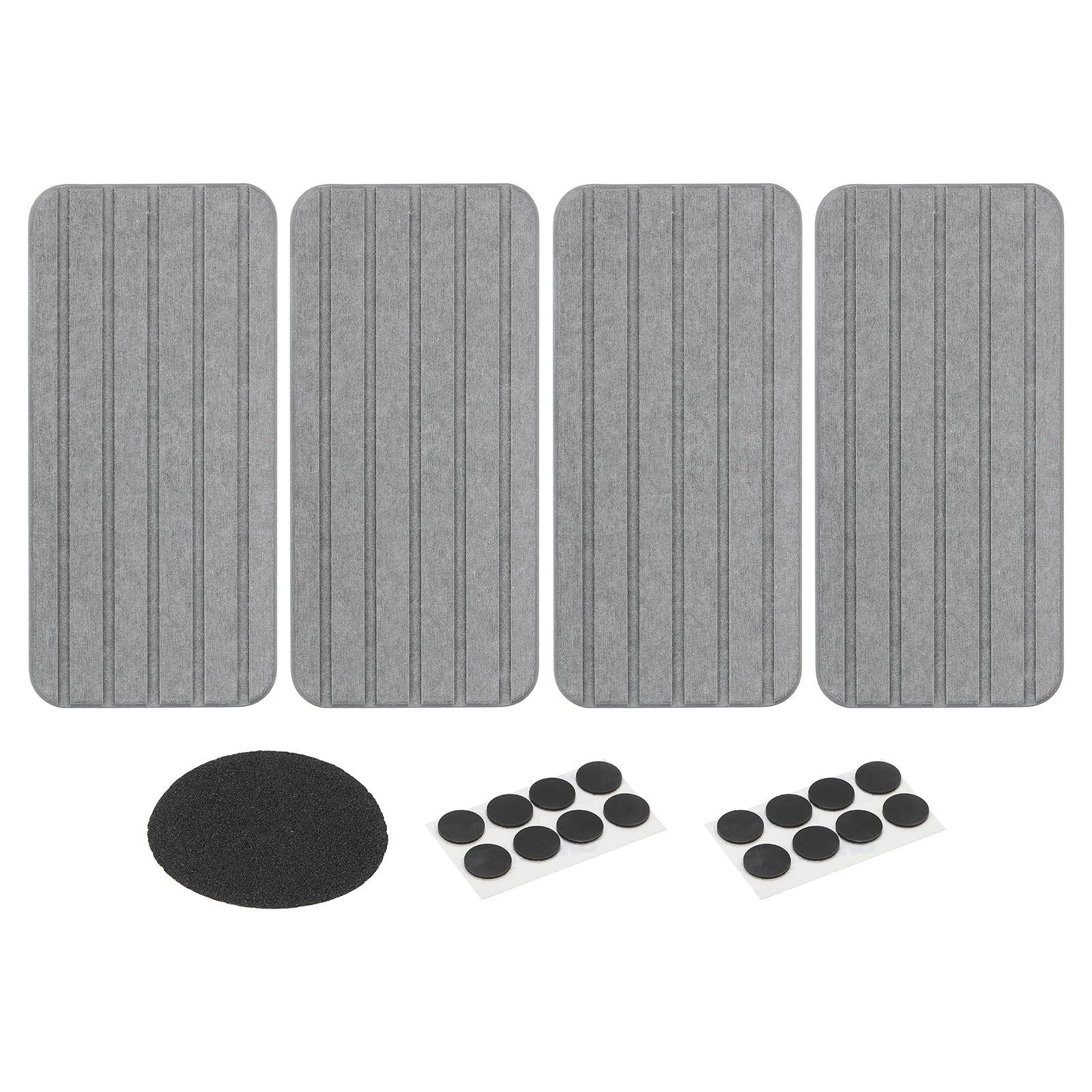 PATIKIL Square Water Absorbent Diatomite Coasters 8.3x3.9inch, 4 Pack Quick Dry Sink Organizer with Grooves for Plant Cosmetic Bottle Hand Soap Toiletries, Dark Gray