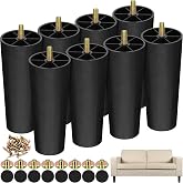 TURSTIN 8 Pack 6 Inch Plastic Furniture Legs with M8 T-Nuts Screws Tapered Sofa Couch and Chair Legs Replacement Furniture Legs for DIY Projects Sofas Coffee Tables Dressers Beds