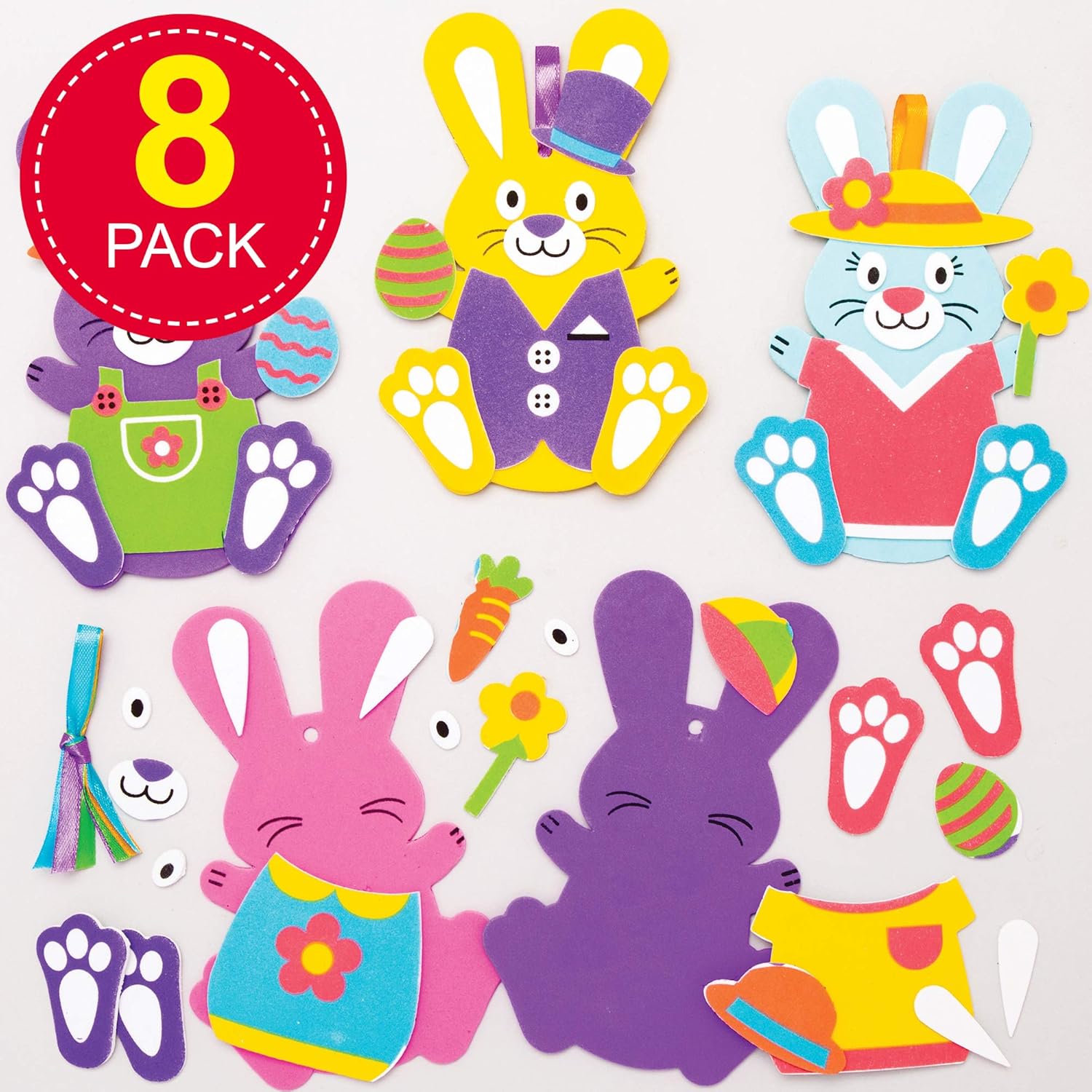 Baker Ross Easter Bunny Mix & Match Decorations - Pack of 8, Easter Crafts, Craft For Kids (AT399), Assorted, Pack of 1 - Image 3