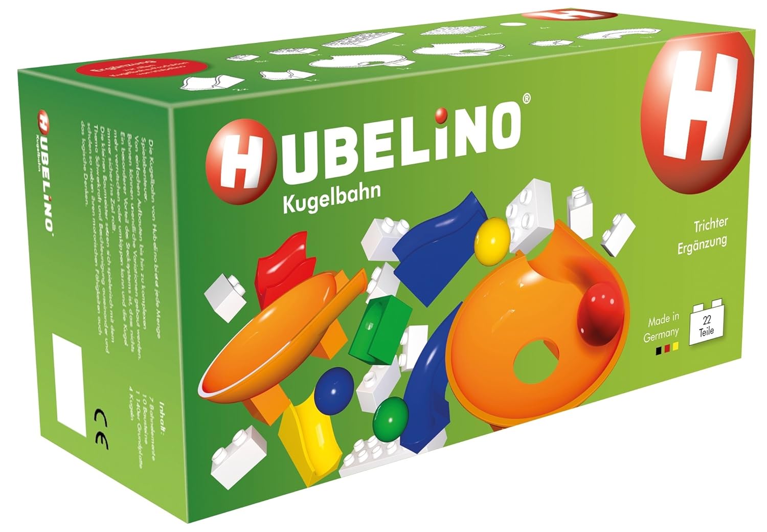 Hubelino marble run, funnel attachment, 22piece, from 3 years, 100 