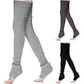 SATINIOR 3 Pairs Women's Winter Thick Knit Extra Long Thigh High Leg Warmers Over Knee High Footless Socks Knit Leg Warmers