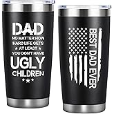 Kpafig Funny Christmas, Birthday, Father's day Gifts for Dad from Daughter, Son, Kids, Wife. Cool Insulated Stainless Steel Dad Travel Coffee Mug Wine Tumbler with Lids and Straw 20oz