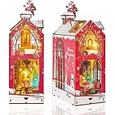 DIY Book Nook Kit,Miniature Dollhouse Kit,Booknook Bookshelf Insert Decor,3D Wooden Puzzles with LED,Easter Halloween Home Decor,Adults Teens Xmas Birthday Gifts(Song of The Snowy Night)